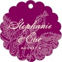 Personalized Briar Rose style | Taylor Street Favors Briar Rose Scallop Hang Tag In Burgundy | Taylor Street Favors