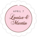 Personalized Bordeaux style | Taylor Street Favors Bordeaux Scallop Hang Tag In Cocoa & Pink | Taylor Street Favors