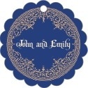 Personalized Casablanca style | Taylor Street Favors Casablanca Scallop Hang Tag In Deep Blue | Taylor Street Favors