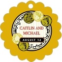 Personalized Campagna style | Taylor Street Favors Campagna Scallop Hang Tag In Harvest | Taylor Street Favors