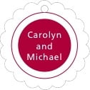 Personalized Cosmopolitan style | Taylor Street Favors Cosmopolitan Scallop Hang Tag In Deep Red | Taylor Street Favors