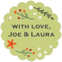 Personalized Floral Candycane style | Taylor Street Favors Floral Candycane Scallop Hang Tag In Green Tea | Taylor Street Favors