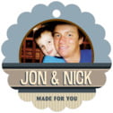 Personalized Five & Dime style | Taylor Street Favors Five & Dime Scallop Hang Tag In Khaki & Blue | Taylor Street Favors