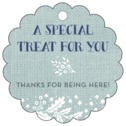 Personalized Forest Romance style | Taylor Street Favors Forest Romance Scallop Hang Tag In Sea Glass | Taylor Street Favors