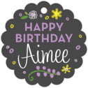 Personalized Floral Baby style | Taylor Street Favors Floral Baby Scallop Hang Tag In Purple | Taylor Street Favors