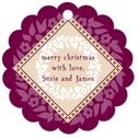 Personalized Garland style | Taylor Street Favors Garland Scallop Hang Tag In Burgundy & Gold | Taylor Street Favors
