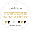 Personalized Modern Geometric style | Taylor Street Favors Modern Geometric Scallop Hang Tag In Black & Gold | Taylor Street Favors