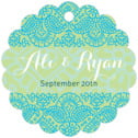 Personalized Henna style | Taylor Street Favors Henna Scallop Hang Tag In Pale Green & Turquiose | Taylor Street Favors