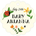 Personalized Lady Bug style | Taylor Street Favors Lady Bug Scallop Hang Tag In Tangerine | Taylor Street Favors