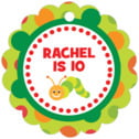 Personalized Lil' Bug style | Taylor Street Favors Lil' Bug Scallop Hang Tag In Lime | Taylor Street Favors
