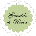 Personalized Luxe style | Taylor Street Favors Luxe Scallop Hang Tag In Green Tea | Taylor Street Favors