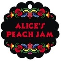 Personalized Magyar style | Taylor Street Favors Magyar Scallop Hang Tag In Black & Red | Taylor Street Favors