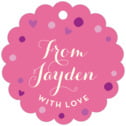 Personalized Polka Dots style | Taylor Street Favors Polka Dots Scallop Hang Tag In Bright Pink | Taylor Street Favors