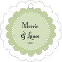 Personalized Summer Garden style | Taylor Street Favors Summer Garden Scallop Hang Tag In Green Tea | Taylor Street Favors