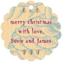 Personalized Sugar Pine style | Taylor Street Favors Sugar Pine Scallop Hang Tag In Ice Blue | Taylor Street Favors