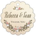Personalized Sweet Rose style | Taylor Street Favors Sweet Rose Scallop Hang Tag In Grapefruit | Taylor Street Favors